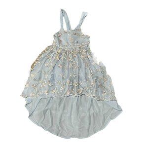 Shanaya & Elina/Oh Shana Blue Floral Embroidered Dress sz 6